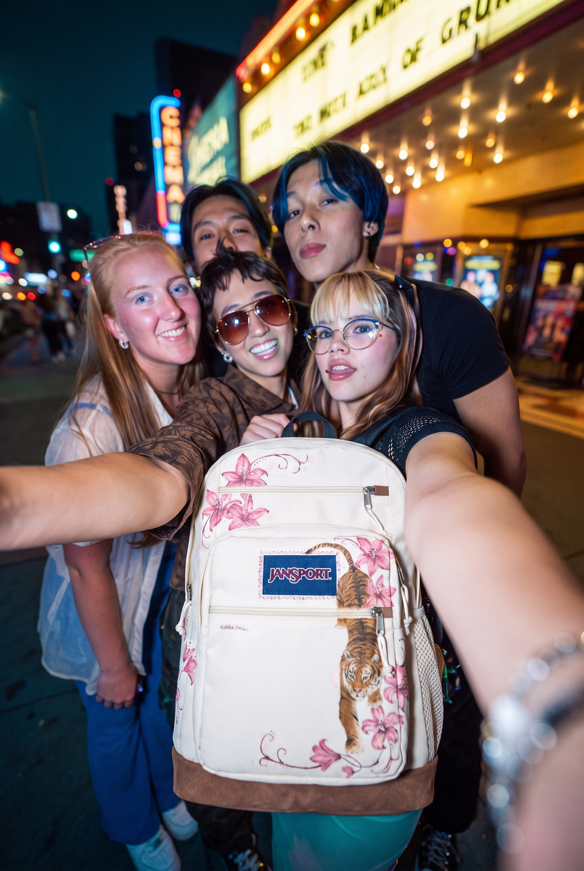 Girl wearing The Larkspur Backpack on her way to school