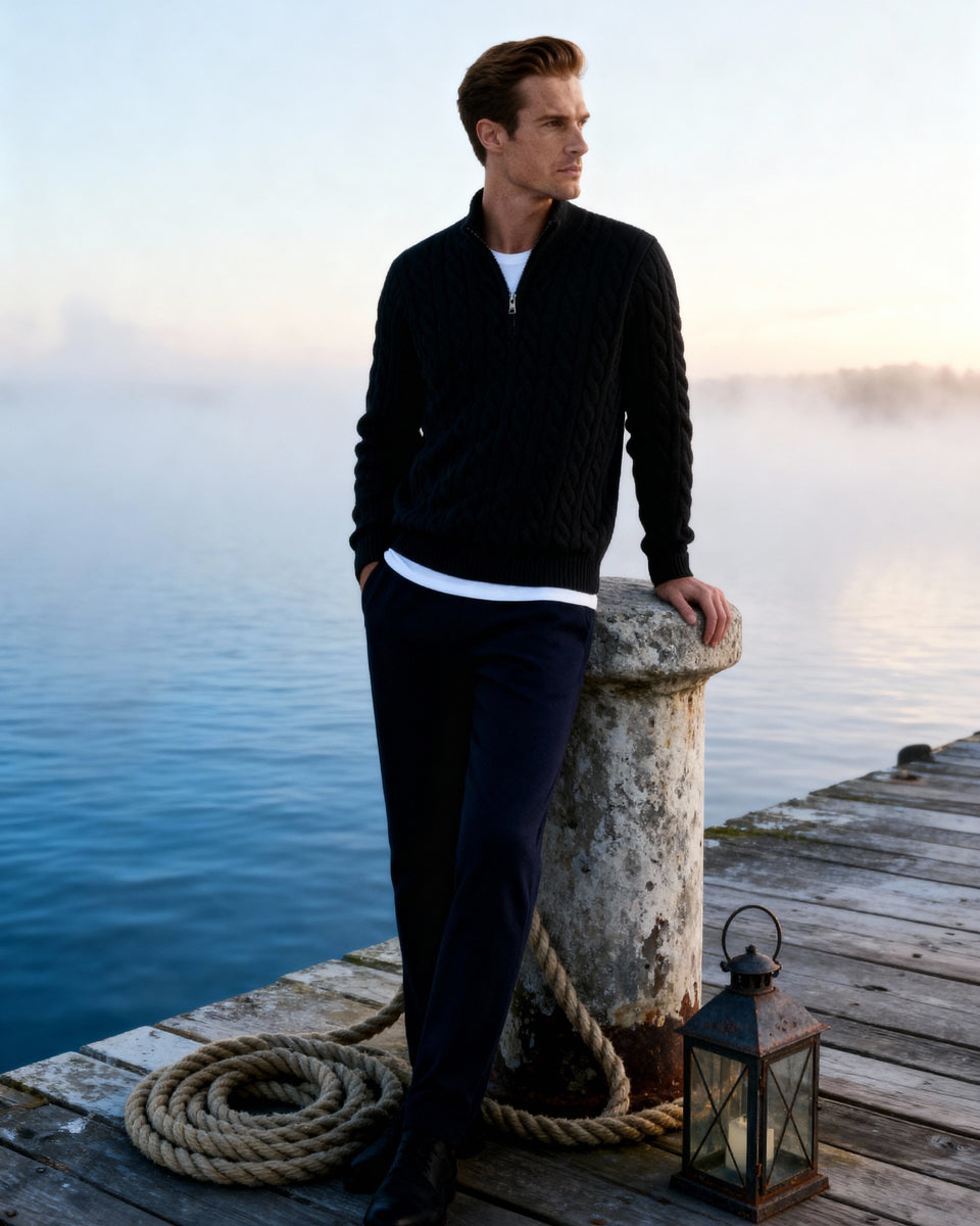 RENVO Half-Zip Sweater